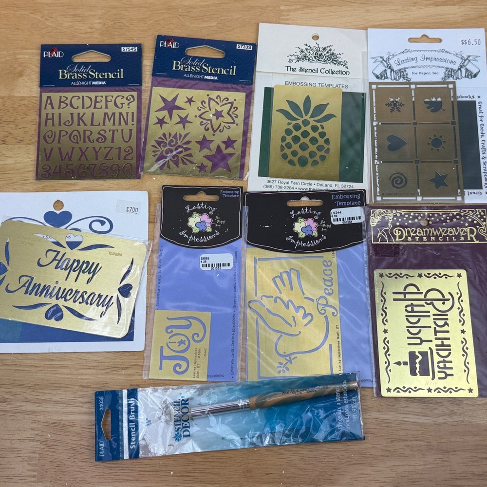 Brass Stencils Embossing Templates Lot Plaid Lasting Impressions Dreamweaver‎